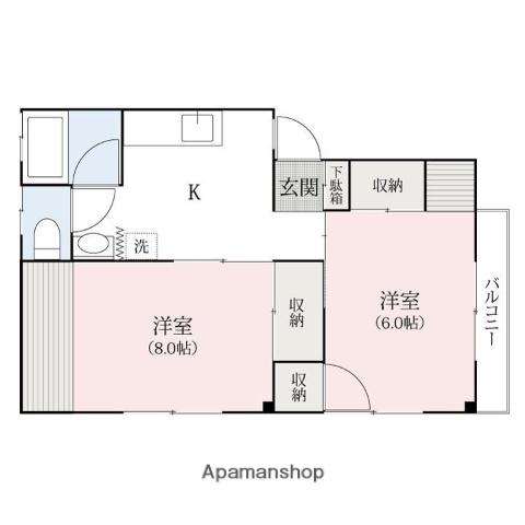 ヨーデルハイツ(2K/1階)の間取り写真