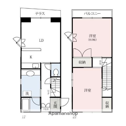 豊岡メゾネット(2LDK/1階)の間取り写真
