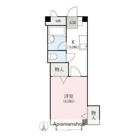 レジデンスカタヤマ東町ビル(1K/2階)の間取り写真