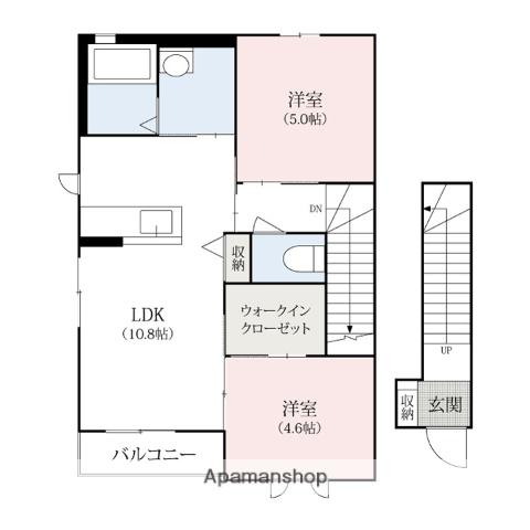 プラードⅠ・Ⅱ(2LDK/2階)の間取り写真