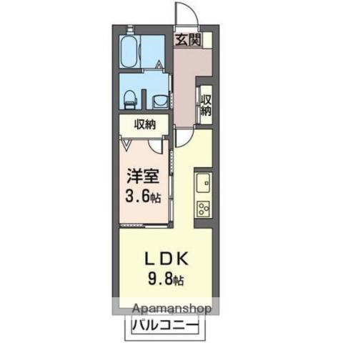 マストライフ高崎中居(1LDK/1階)の間取り写真
