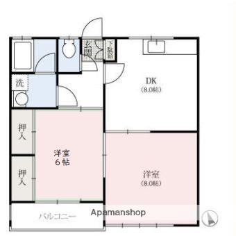 グリンゲイブルス(2DK/2階)の間取り写真