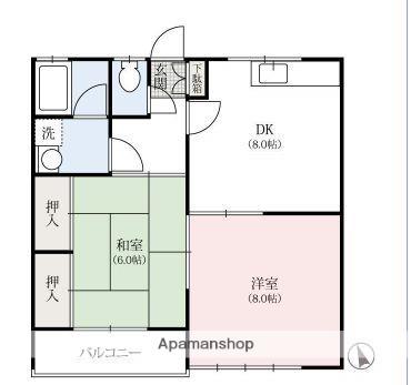 グリンゲイブルス(2DK/2階)の間取り写真