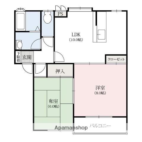 アネックス県央A(2LDK/1階)の間取り写真