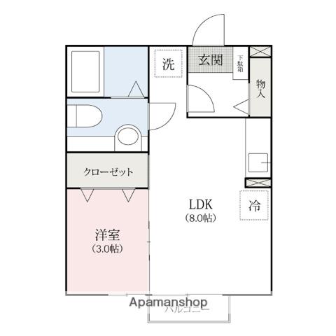 メゾンプリムローズ(1LDK/2階)の間取り写真
