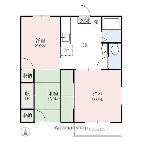 曽山ハイツ(3DK/1階)の間取り写真