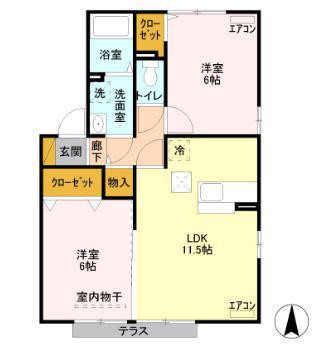 サニーイースト(2LDK/1階)の間取り写真