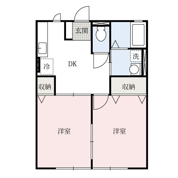 ラグーナB(2DK/1階)の間取り写真