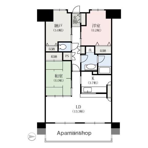 FLOS高崎(2SLDK/12階)の間取り写真