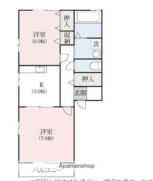 ラ・ボヌール(2K/1階)の間取り写真