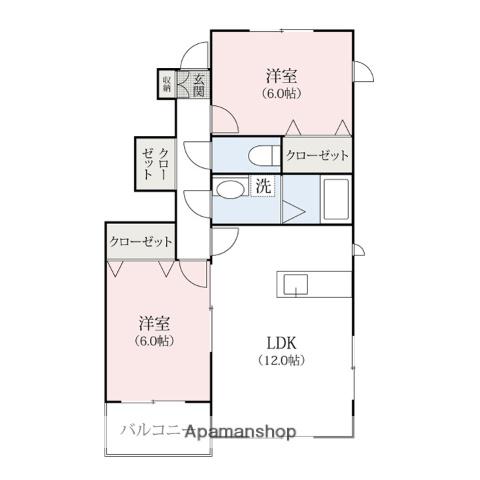 ニューシャルマン(2LDK/1階)の間取り写真