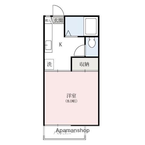 東部ハイツB(1K/2階)の間取り写真