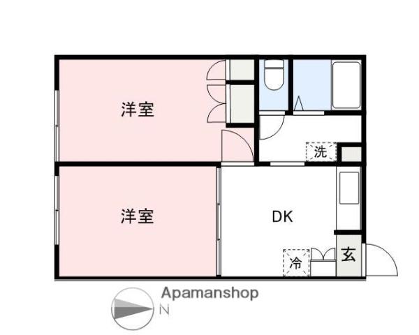 ペーシュB(2DK/1階)の間取り写真