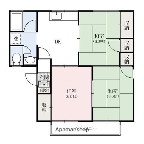 リバティA(3DK/2階)の間取り写真