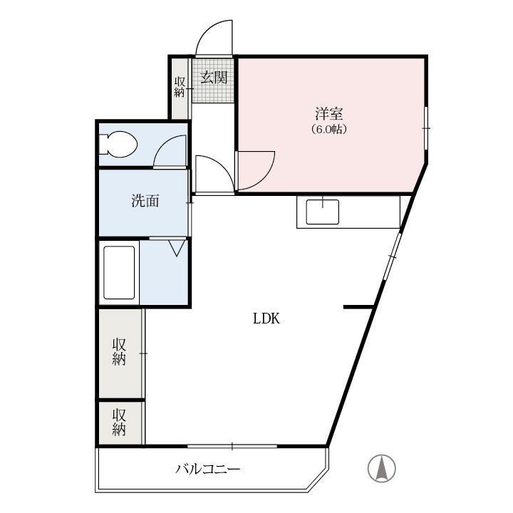 エフ・フラッツ駅前マンション(1LDK/6階)の間取り写真