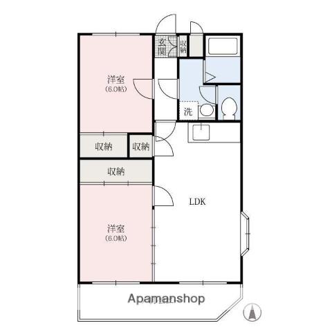 グローバル21(2LDK/2階)の間取り写真