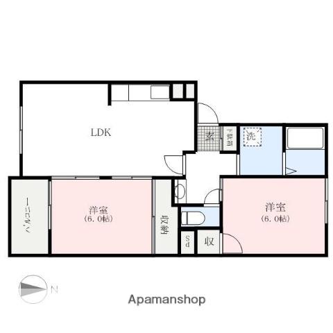ハイム大季(2LDK/2階)の間取り写真