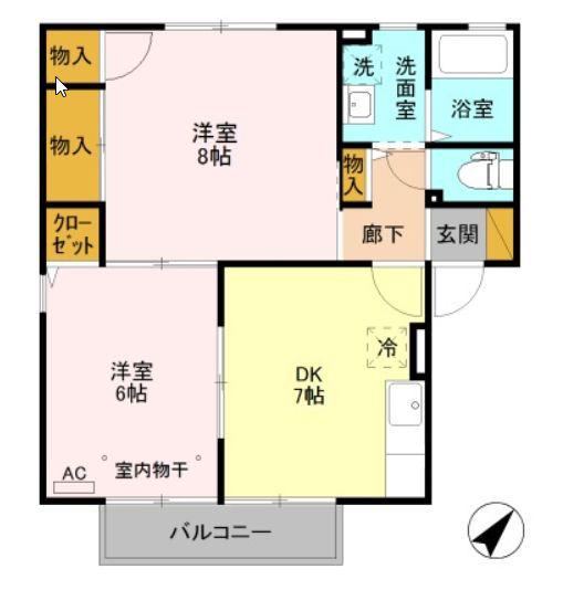 オリゾンA(2DK/1階)の間取り写真