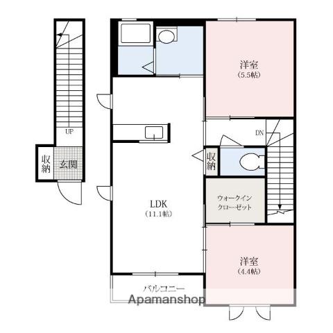 ビエントB棟(2LDK/2階)の間取り写真
