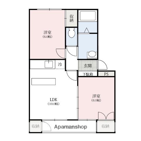 パルティールB(2LDK/2階)の間取り写真