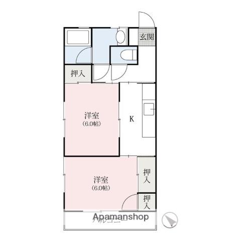 ロビンソンハイツ(2DK/1階)の間取り写真