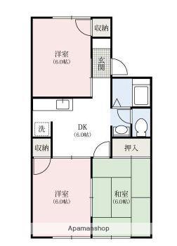 ハイツしずかB(3DK/2階)の間取り写真