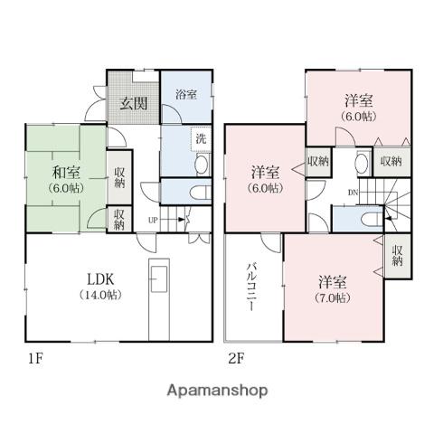 上信電鉄上信線 南高崎駅 徒歩6分 2階建 築21年(4LDK)の間取り写真