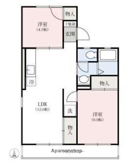 第二松沢ハイツ Ⅱ(2LDK/2階)の間取り写真