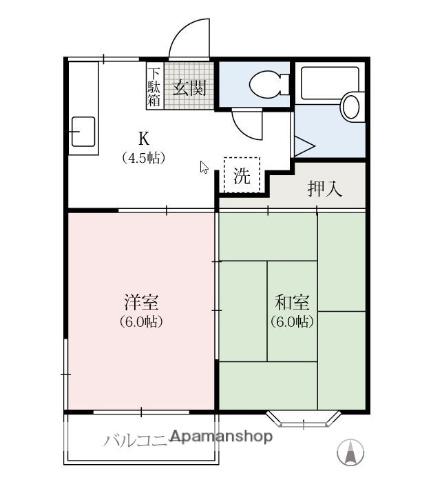 エコーハイツ(2K/2階)の間取り写真