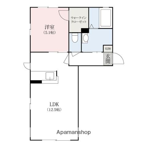 レルシールB棟(1LDK/1階)の間取り写真