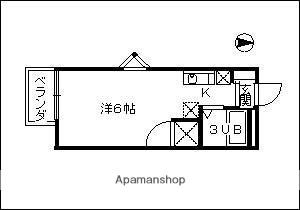 ビバリーハイツ(ワンルーム/2階)の間取り写真