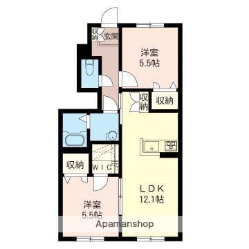 フォレナA・B(2LDK/1階)の間取り写真