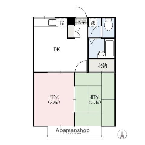 エステートピア・イイノ上豊岡(2DK/2階)の間取り写真