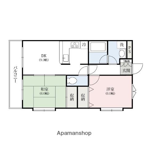 ベルメゾン井野(2DK/3階)の間取り写真