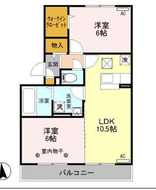 レーブ中泉(2LDK/1階)の間取り写真