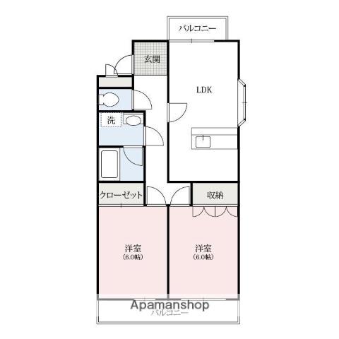 メゾンケルシコール(2LDK/1階)の間取り写真