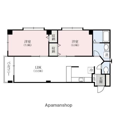 サンライズマンション並榎(2LDK/3階)の間取り写真