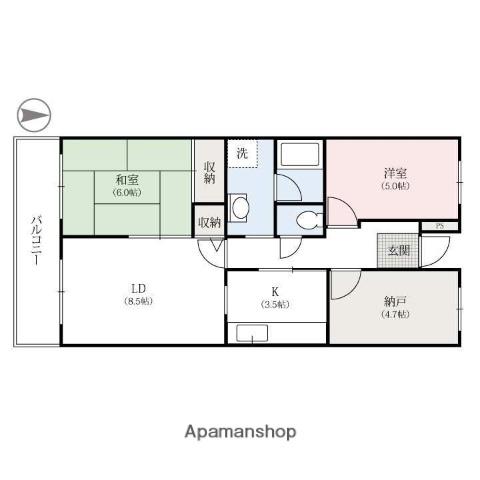 ライジング・サン(2SLDK/1階)の間取り写真