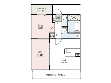 NEW WELL COURT高崎問屋町(2LDK/2階)の間取り写真