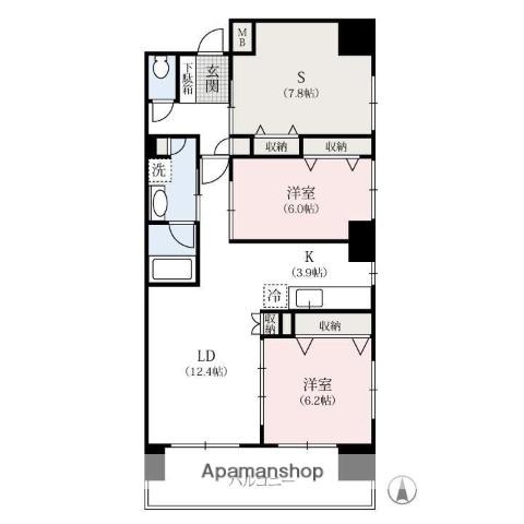 グリーンミユキ高崎(2SLDK/9階)の間取り写真