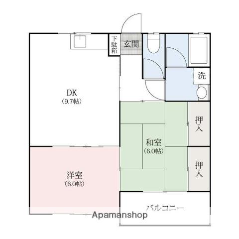 ヴィレッジ清水(2LDK/1階)の間取り写真