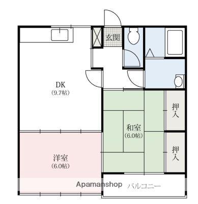 ヴィレッジ清水(2DK/2階)の間取り写真