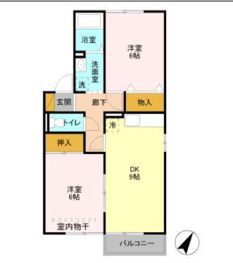 セジュール八千代A(2DK/1階)の間取り写真