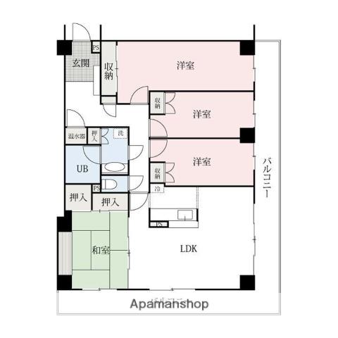 ウイング高崎(4LDK/2階)の間取り写真