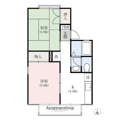 グレースアーバンA(2K/2階)の間取り写真