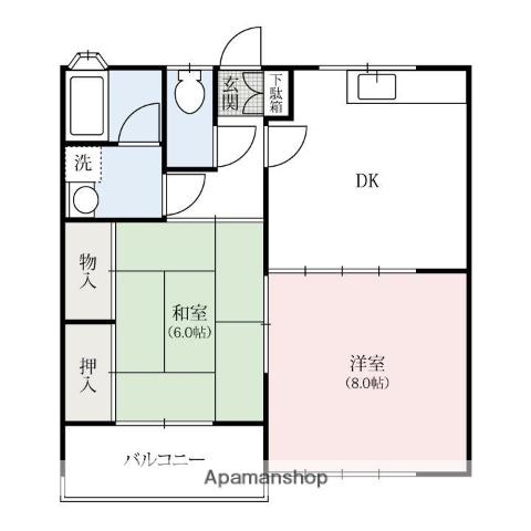 ビューパレス岡本(2DK/1階)の間取り写真