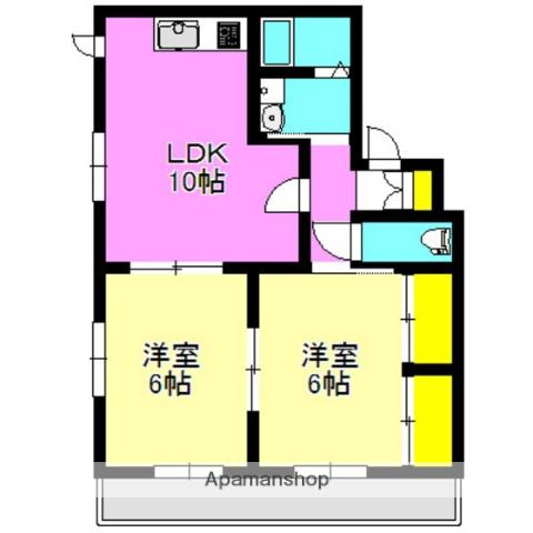 ヌーベルKIMURA(2LDK/2階)の間取り写真