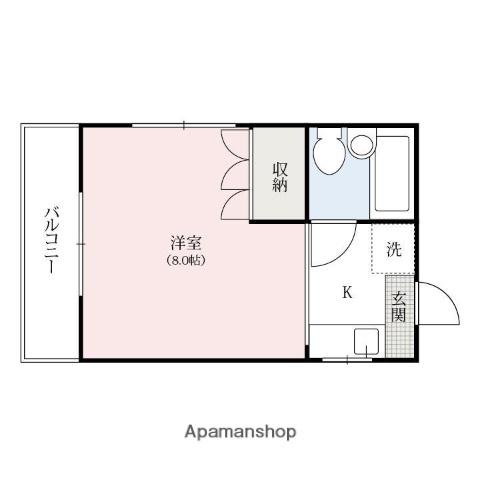 レインボーハイツマキ(1K/4階)の間取り写真