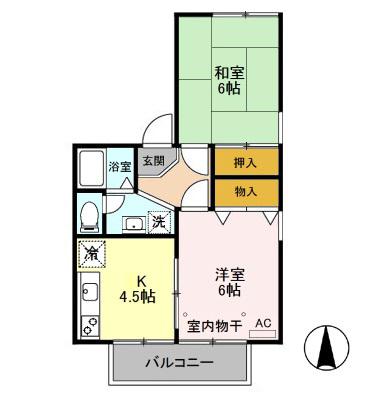 アベニール(2K/2階)の間取り写真