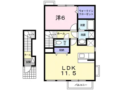 上越線 井野駅(群馬) 徒歩22分 2階建 築18年(1LDK/2階)の間取り写真